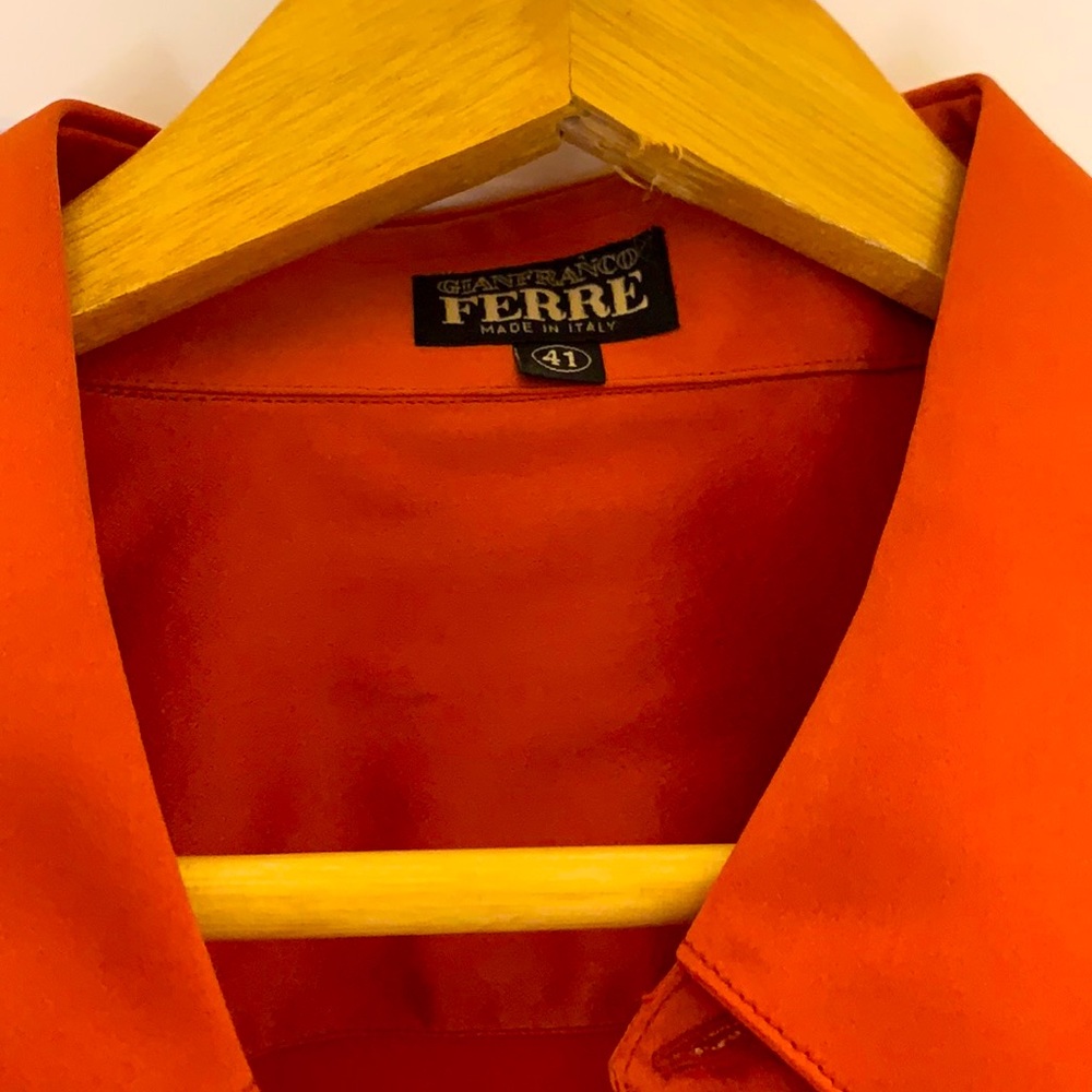 Gianfranco Ferre burnt orange FC silk shirt - minor pull and stain